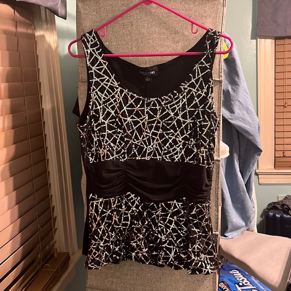 Sparkly black tank top - perfect for work or new years! Size 12